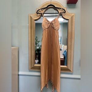 Elegant Pleated Gold Dress